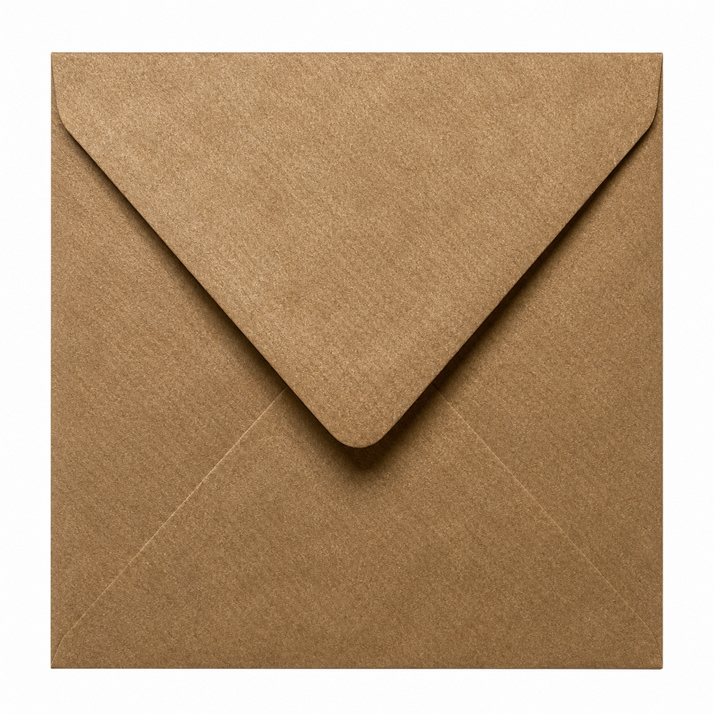 Envelop 16 x 16 cm Brown Ribbed (korte klep)