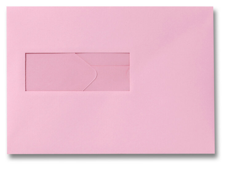 Envelop 15,6 x 22 cm Donkerroze venster