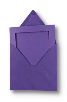 Passe-partout kaart met envelop Violet 14 x 14 cm 4 stuks