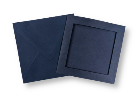 Passe-partout kaart met envelop Donkerblauw 14 x 14 cm 4 stuks