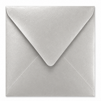 Envelop 14 x 14 cm Silver Metallic (lange klep)