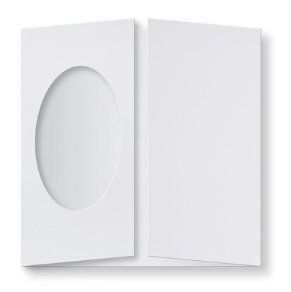 Passepartout Kaart 13,4 x 13,4 cm ovaal Wit
