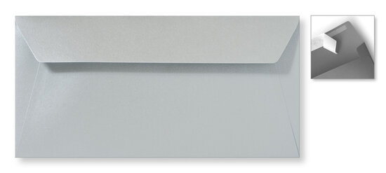 Envelop 11 x 22 cm Striplock Metallic Zilver Pearl