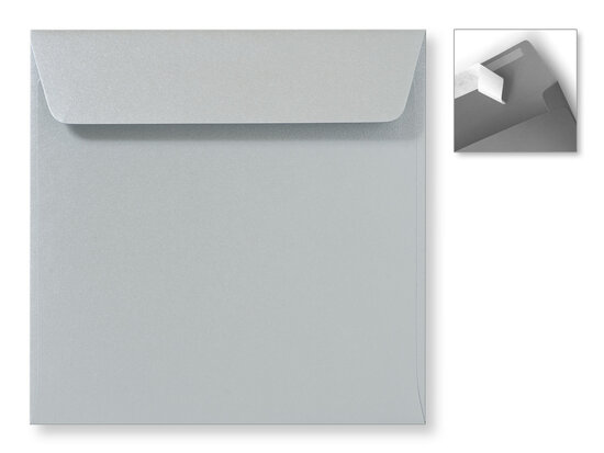 Envelop 16 x 16 cm Striplock Metallic Zilver pearl