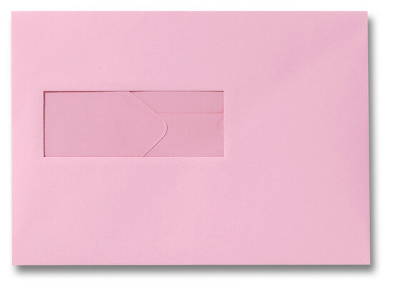 Envelop 15,6 x 22 cm Donkerroze venster