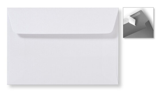 Envelop 12,6 x 18 cm Striplock Extra White Metallic
