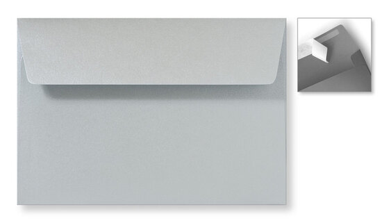 Envelop 12,6 x 18 cm Striplock Metallic Zilver pearl