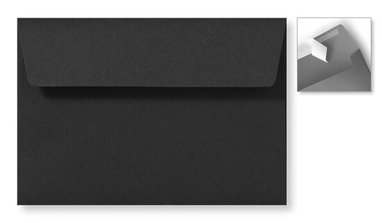 Envelop 12,6 x 18 cm Striplock Zwart