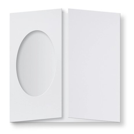 Passepartout Kaart 13,4 x 13,4 cm ovaal Wit
