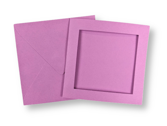 Passe-partout kaart met envelop Lila 14 x 14 cm 4 stuks