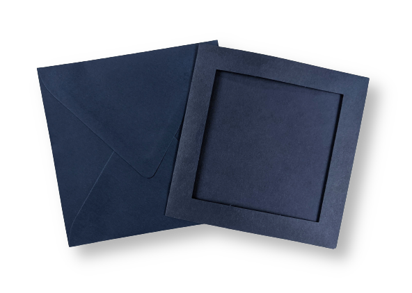 Passe-partout kaart met envelop Donkerblauw 14 x 14 cm 4 stuks