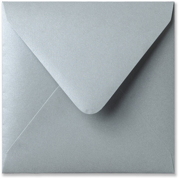 Envelop 14 x 14 cm Metallic Silver Pearl