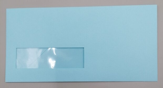 Envelop 11 x 22 cm laguneblauw venster