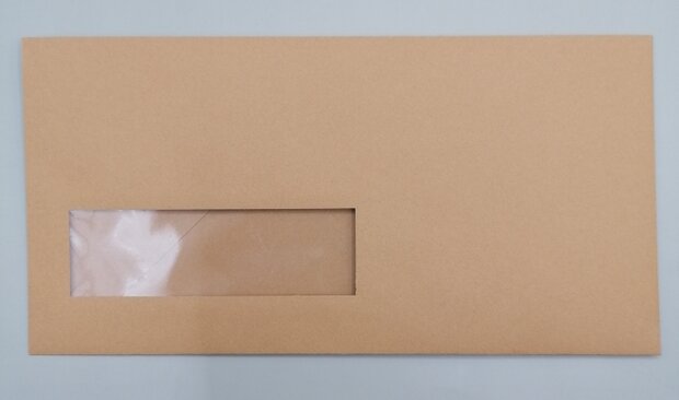 Envelop 11 x 22 cm bruin venster