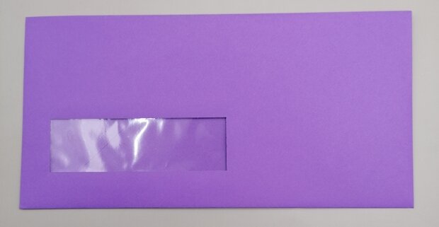 Envelop 11 x 22 cm paars venster