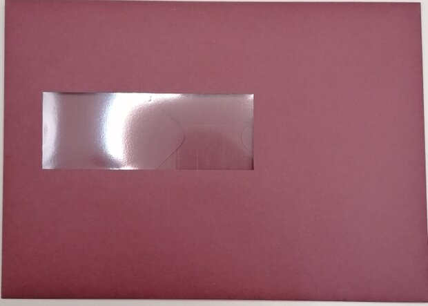 Envelop 15,6 x 22 cm Donkerrood venster