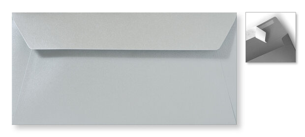 Envelop 11 x 22 cm Striplock Metallic Zilver Pearl