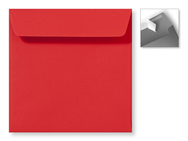 Envelop 16 x 16 cm Striplock Koraalrood