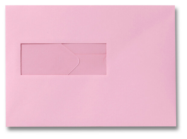 Envelop 15,6 x 22 cm Donkerroze venster