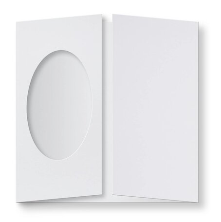 Passepartout Kaart 13,4 x 13,4 cm ovaal Wit