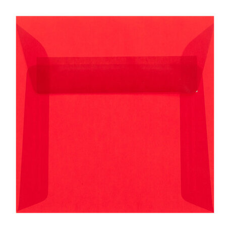 Envelop 12,5 x 12,5 cm transparant rood